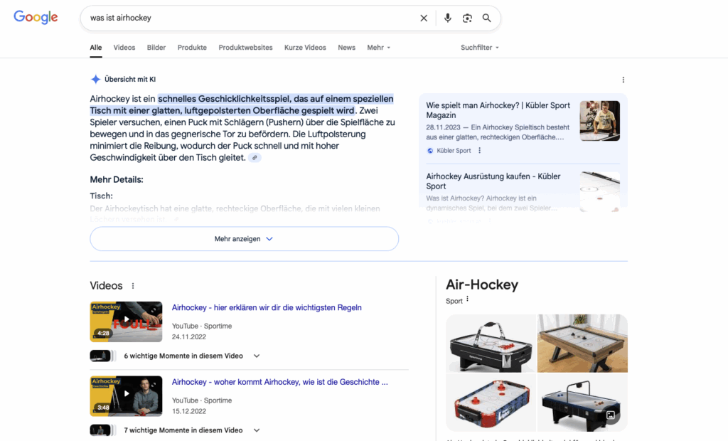 Featured snippets_Beispielscreenshot
